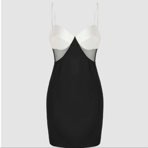 White & Black Mini Dress with Mesh